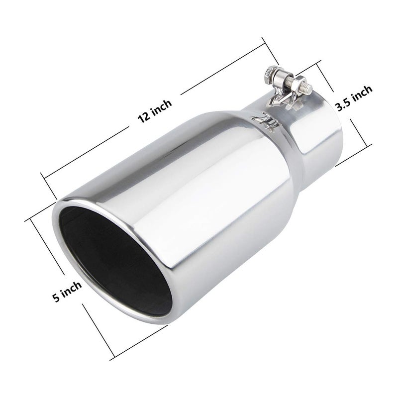 LCGP 3.5" Diesel Exhaust tip, 3.5''x5''x12'' Stainless Steel Exhaust Tailpipe Tip for Truck - Image 2